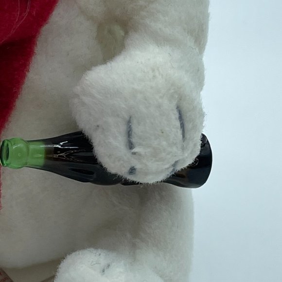 Coca Cola 3" Plush Stuffed Polar Bear Coke bottle in hand Scarf ornament - Picture 7 of 11